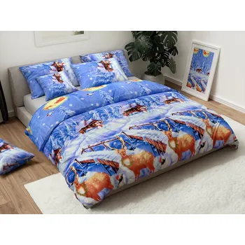 Bytový textil Mikroplyšové povlečení WINTER WISH modré Rozměr povlečení: 70 x 90 cm | 140 x 200 cm