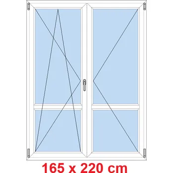 Okno Soft Dvoukřídlé balkonové dveře s příčkou 165x220 cm, otevíravé a sklopné