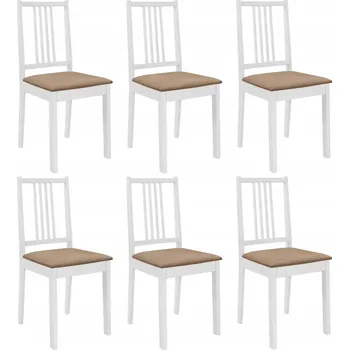 Jídelní židle Sada 6 Jídelních Židlí s Polštáři, Dřevo, Bílo-Krémové, 40x49x