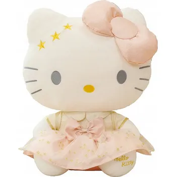 plyšák PLYŠOVÁ HRAČKA HELLO KITTY 45 CM - PLYŠOVÁ PANENKA V RŮŽOVÝCH ŠATECH A MAŠLI