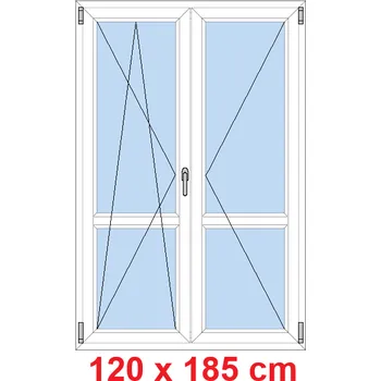 Okno Soft Dvoukřídlé balkonové dveře s příčkou 120x185 cm, otevíravé a sklopné