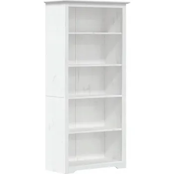 Knihovna Knihovna BODO, 5 polic, bílá, masivní borovicové dřevo, 82 x 40 x 173 cm