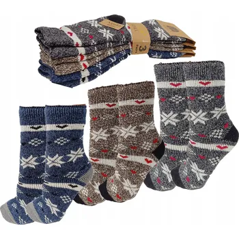 Dámské oblečení 3x MEGA Silné Ponožky z Vlny Alpaky ALPAKA Dámské Teplé WOOLe 35-38