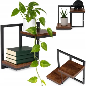 Obraz Držák Na Květináč nástěnná závěsná police na květiny ozdoba 2 úrovně loft ModernHome