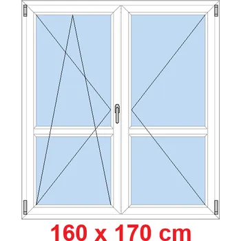 Okno Soft Dvoukřídlé balkonové dveře s příčkou 160x170 cm, otevíravé a sklopné
