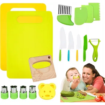Kuchyňský nůž BEZPEČNÁ SADA KUCHYŇSKÝCH NOŽŮ A PŘÍSLUŠENSTVÍ PRO DĚTI - HRAČKA 17 DÍLŮ