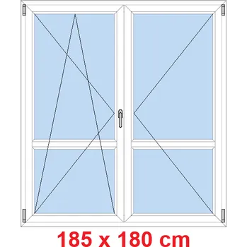 Okno Soft Dvoukřídlé balkonové dveře s příčkou 185x180 cm, otevíravé a sklopné