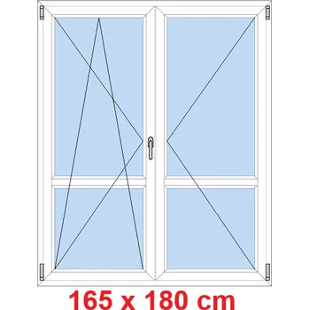 Okno Soft Dvoukřídlé balkonové dveře s příčkou 165x180 cm, otevíravé a sklopné