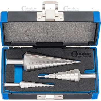 Příslušenství k vrtačce Condor Sada stupňovitých vrtáků, HSS-E, kobaltové, 3 ks 4 - 30 mm