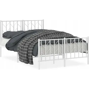 Postel Bílý ocelový rám postele s čelem 196 x 125 x 90 cm