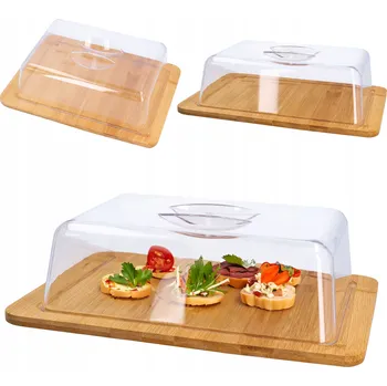 Obraz Bambusové prkénko na servírování sýrů, uzenin a chuťovek s víkem 26x20x8 cm