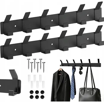 Věšák VĚŠÁK NA OBLEČENÍ NA ZEĎ 2 KS 6 HÁČKŮ, VYSOKÁ KVALITA HLINÍK