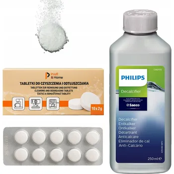 Příprava kávy Sada pro čištění kávovaru Odvápňovač Philips 250ml Tablety 10 Ks