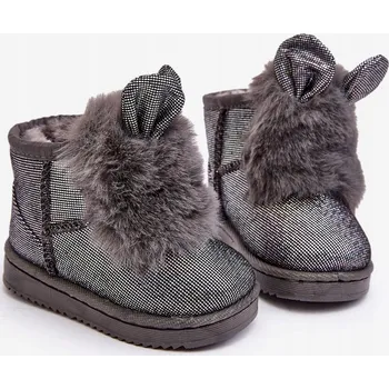 Chlapecká zimní obuv DĚTSKÉ ZATEPLENÉ SNĚHULE S UŠIMA ŠEDÉ VELIKOST 22