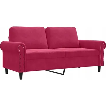 Pohovka Sametová pohovka pro 2 osoby, 172x77x80 cm, vínově červená
