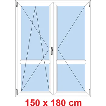 Okno Soft Dvoukřídlé balkonové dveře s příčkou 150x180 cm, otevíravé a sklopné