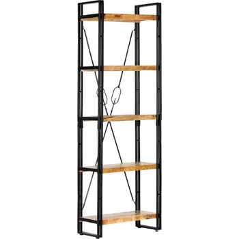 regál Industriální regál s 5 policemi z mangového dřeva a oceli, 60 x 30 x 180 cm