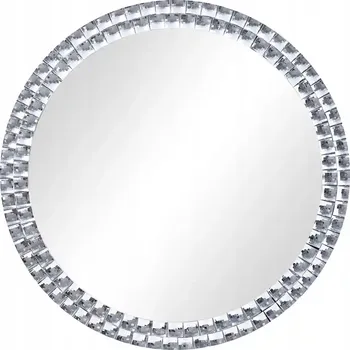 Zrcadlo Kulaté nástěnné zrcadlo 40 cm, stříbrné s rámem z akrylových krystalů