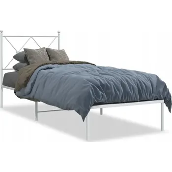 Postel Bílý rám postele z kovu 196 x 80 x 90,5 cm s úložným prostorem