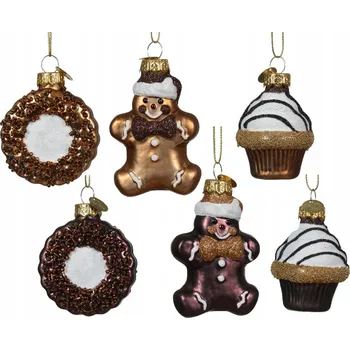 Vánoční dekorace Vánoční Koule na vánoční stromeček skleněná Perník Sušenka Cupcake hnědá na stromeček