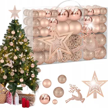 Vánoční dekorace VÁNOČNÍ BAŇKY nerozbitné NA VÁNOČNÍ STROMEČEK DEKORACE VÁNOČNÍ KOULE 102ks SADA mix