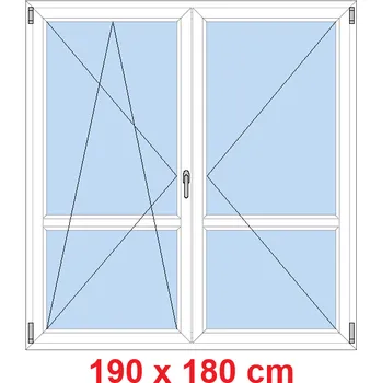 Okno Soft Dvoukřídlé balkonové dveře s příčkou 190x180 cm, otevíravé a sklopné