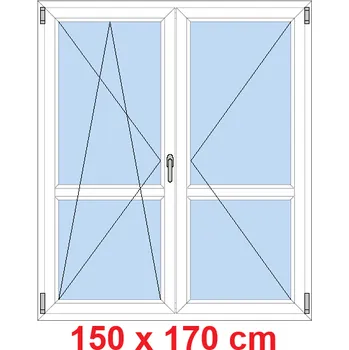 Okno Soft Dvoukřídlé balkonové dveře s příčkou 150x170 cm, otevíravé a sklopné