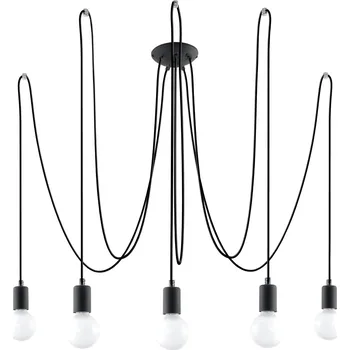 Moderní černý lustr EDISON 5 do obýváku a jídelny loftový nad stůl