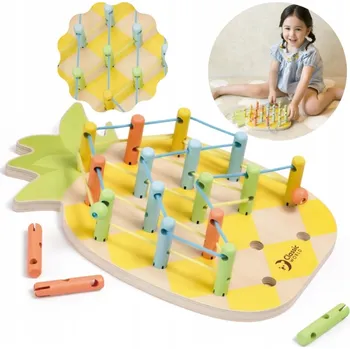 Dřevěná hračka DŘEVĚNÁ NAVLÉKAČKA ANANAS KOLÍČKY 21 DÍLKŮ