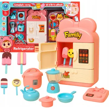 Dětská kuchyňka Kuchyňská Sada na Hraní, Hračka Kuchyňka pro Děti, Lednice, Zmrzlina, Hrnečky