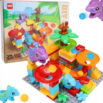 ostatní stavebnice STAVEBNICE KULIČKOVÁ DRÁHA 55DÍLŮ ZVÍŘATA LOĎ 3+ Dinosauři koťata