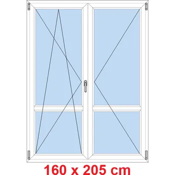 Okno Soft Dvoukřídlé balkonové dveře s příčkou 160x205 cm, otevíravé a sklopné