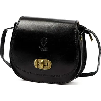 Kabelka Černá kožená elegantní crossbody kabelka Gregorio