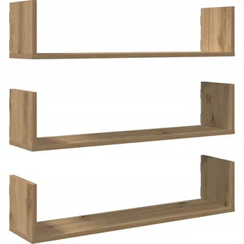 police Závěsné nástěnné police dub artisan 80 x 18 x 18 cm, 3 kusy