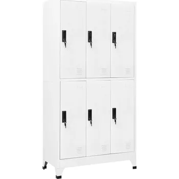 Šatní skříň Kancelářská skříň se zámkem, ocelová, bílá, 90x45x180 cm