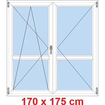 Okno Soft Dvoukřídlé balkonové dveře s příčkou 170x175 cm, otevíravé a sklopné