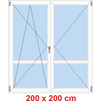 Okno Soft Dvoukřídlé balkonové dveře s příčkou 200x200 cm, otevíravé a sklopné