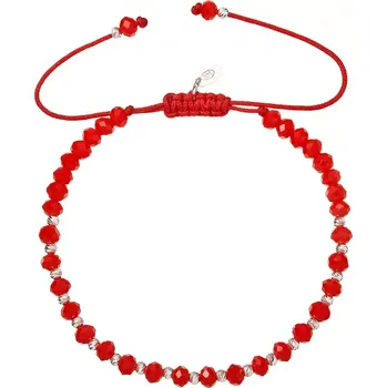 Oblečení a móda Stříbrný náramek s červenými skleněnými korálky 13074.3