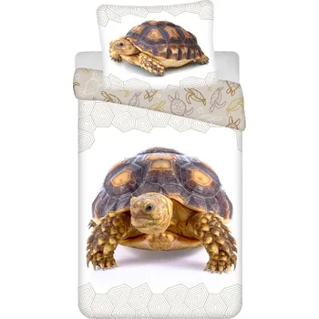Povlečení Povlečení 140x200 Želva Turtle bílé béžové povlak na polštář 70x90