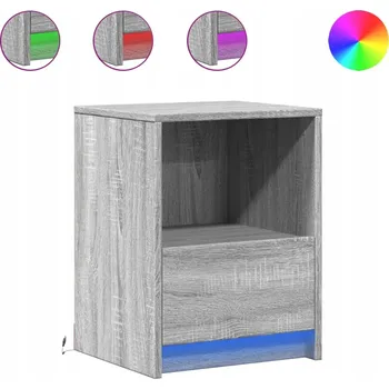 Noční stolek Noční stolky s LED osvětlením, 2 ks, šedý dub sonoma