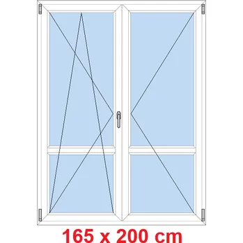 Okno Soft Dvoukřídlé balkonové dveře s příčkou 165x200 cm, otevíravé a sklopné