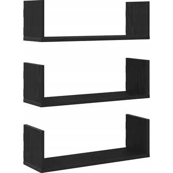 police Závěsné nástěnné police černý dub 58 x 18 x 18 cm, 3 ks