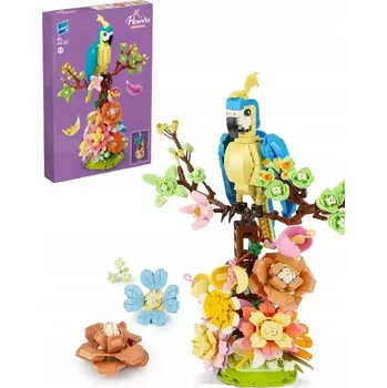 ostatní stavebnice STAVEBNICE PAPOUŠEK NA STROMĚ S KVĚTINAMI - 1162 DÍLKŮ