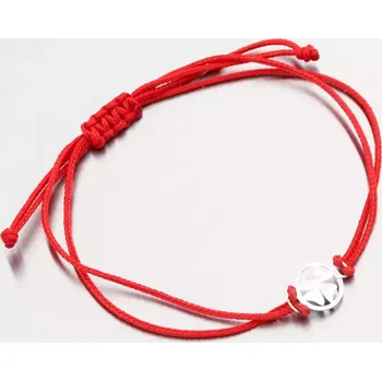 Oblečení a móda Náramek bílé zlato 585 červený provázkový s přívěskem LT14-011-B délka 18 cm