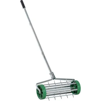 Vertikutátor Ruční provzdušňovač trávníku Outsunny s nastavitelnou délkou rukojeti, hrotový válec pro provzdušňování trávníku, válcový provzdušňovač trávníku pro údržbu zahrady | Aosom.de