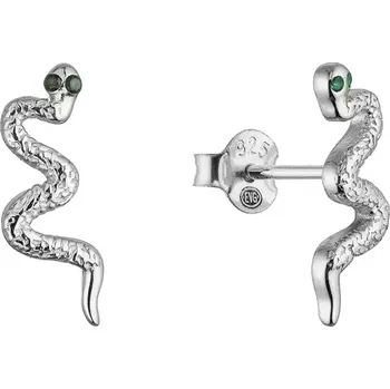 Oblečení a móda Stříbrné náušnice had se zelenými zirkony 11658.3 green