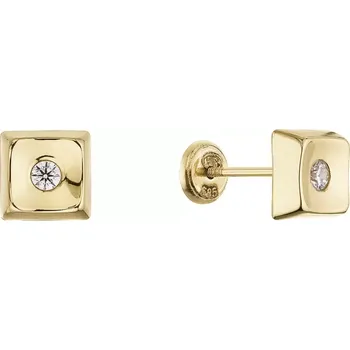 Oblečení a móda Zlaté 14 karátové náušnice čtverec se zirkonkem 91Z00067