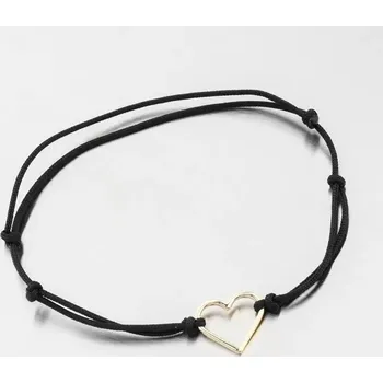 Náramek Náramek žluté zlato 585 černý provázkový se srdcem 74-5187ZL-Black délka 19 cm