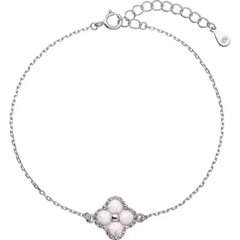 Oblečení a móda Náramek stříbrný opálový čtyřlístek 13087.1 white