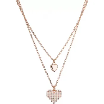 Náhrdelník Pozlacený dvouřadý náhrdelník srdíčka 12153.1 rose gold